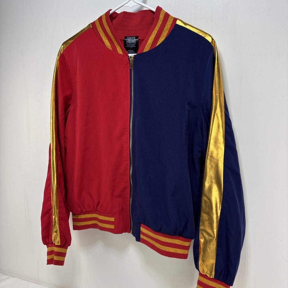 Suicide Squad‎ Jacket Womens Large Red Blue Harley Quinn Joker Bomber Coat - Picture 5 of 8